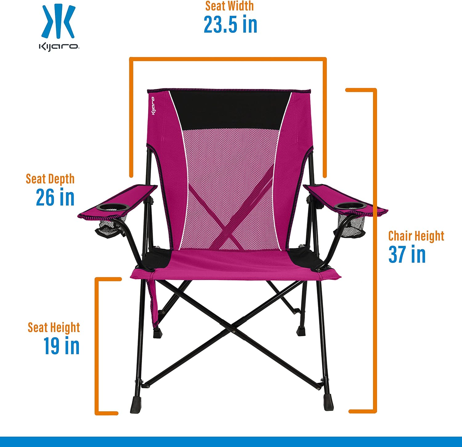 Kijaro Dual Lock Portable Camping Chairs - Enjoy the Outdoors with a Versatile Folding Chair for Sports, Lawn - Dual Lock Feature Locks Position – Hanami Pink - Image 3
