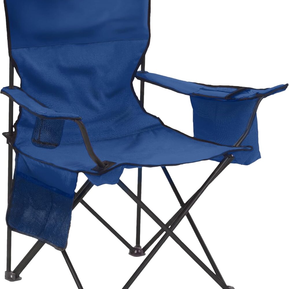 Coleman Portable Camping Chair with 4-Can Cooler, Cushioned Seat & Back with Side Pockets & Cup Holder, Carry Bag Included, Great for Camping, Tailgating, Firepits, Patio, & More